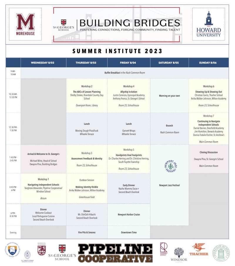Building Bridges 2023 - Chart of Events